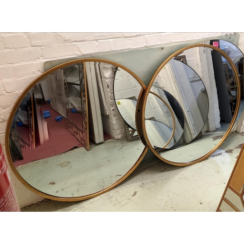 271 - CIRCULAR WALL MIRRORS, a pair, gilt metal frames, 100cm. (2)