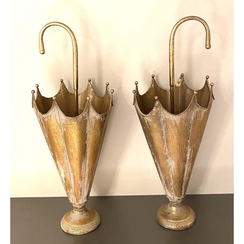 280 - UMBRELLA STANDS, pair, 75cm H x 30cm D, 1970s Italian style, gilt metal. (2)