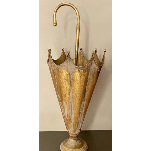 280 - UMBRELLA STANDS, pair, 75cm H x 30cm D, 1970s Italian style, gilt metal. (2)