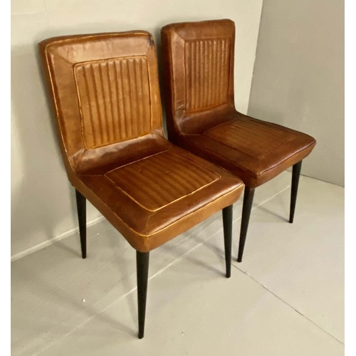 285 - SIDE CHAIRS, a pair, 91cm H, segmented plate, ribbed than upholstered, 1950s Italian style. (2)