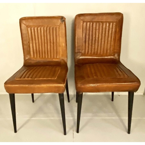 285 - SIDE CHAIRS, a pair, 91cm H, segmented plate, ribbed than upholstered, 1950s Italian style. (2)