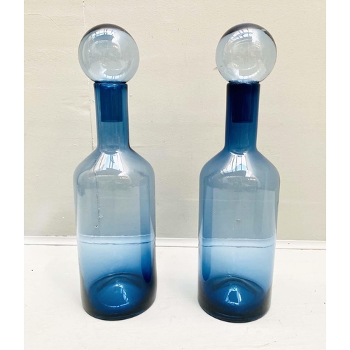 292 - MURANO STYLE DECANTERS, a pair , 56cm H x 15cm D. (2)