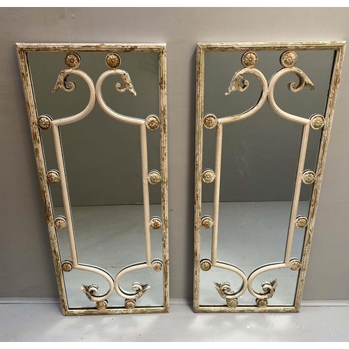 299 - ARCHITECTURAL WALL MIRRORS, pair, 111cm H x 48cm W, in the Italian style, white painted. (2)