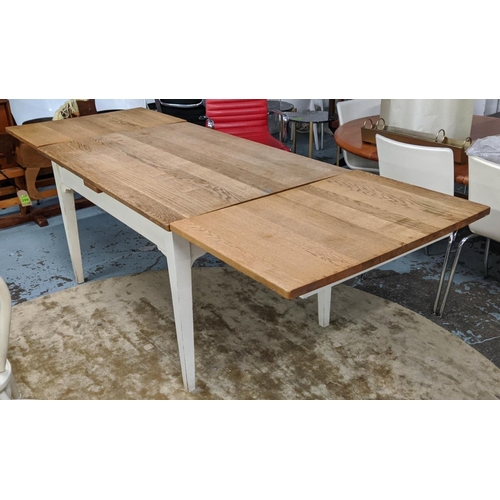 311 - CHALON DRAW-LEAF/DINING TABLE, 261cm L extended x 78cm H x 90cm D with an oak top on a cream finish ... 