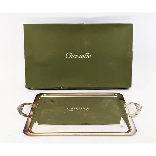 9 - CHRISTOFLE SERVING TRAY, two handed rectangular form, silver plated, complete with original box, 53c... 