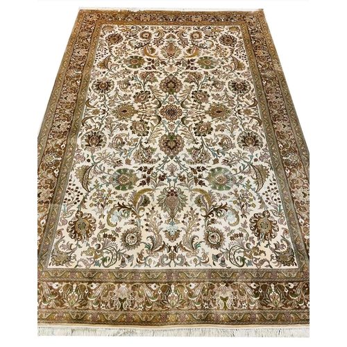 121 - FINE PURE SILK HEREKE DESIGN CARPET, 271cm x 182cm.