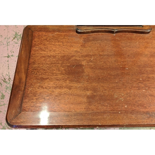 421 - WRITING DESK, 106cm x 60cm x 76cm H, mahogany with brass trim.