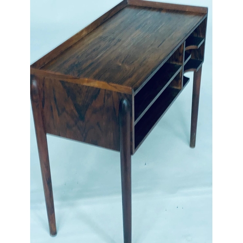 422 - LOW CABINET, 1970's rosewood rectangular galleried top with open shallow filing shelves, 72cm x 33cm... 