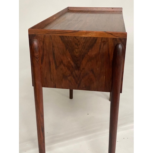 422 - LOW CABINET, 1970's rosewood rectangular galleried top with open shallow filing shelves, 72cm x 33cm... 