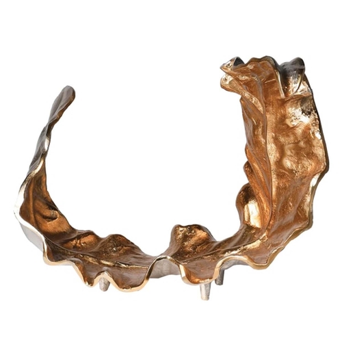 429 - CONTEMPORARY SCHOOL SCULPTURE, fallen leaf, gilt metal, 
36cm x 48cm x 35cm.