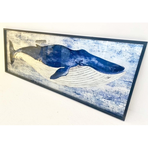 435 - STUDY OF A WHALE, contemporary school, framed, 44cm x 120cm.