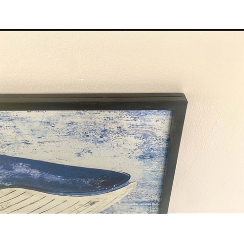 435 - STUDY OF A WHALE, contemporary school, framed, 44cm x 120cm.