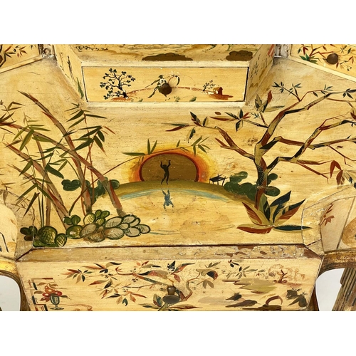 207 - DRESSING TABLE, 1950's hand painted and gilded with rising mirrored top and hinged drawer sections a... 