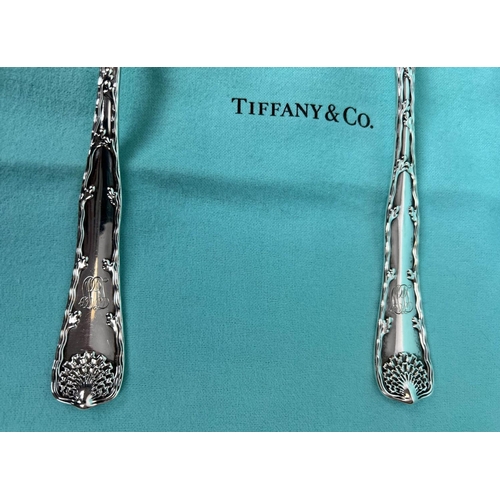 10 - TIFFANY AND CO STERLING SALAD SET, early 20th century parcel-gilded in Tiffany bags, 25cm L.