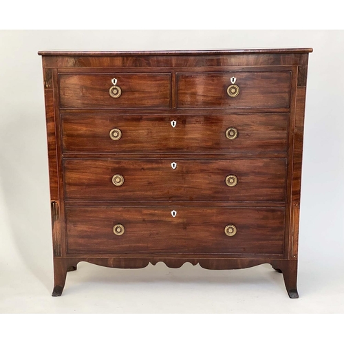 101 - SCOTTISH HALL CHEST, early 19th century Scottish flame mahogany of adapted shallow proportions with ... 