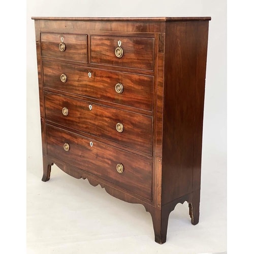 101 - SCOTTISH HALL CHEST, early 19th century Scottish flame mahogany of adapted shallow proportions with ... 