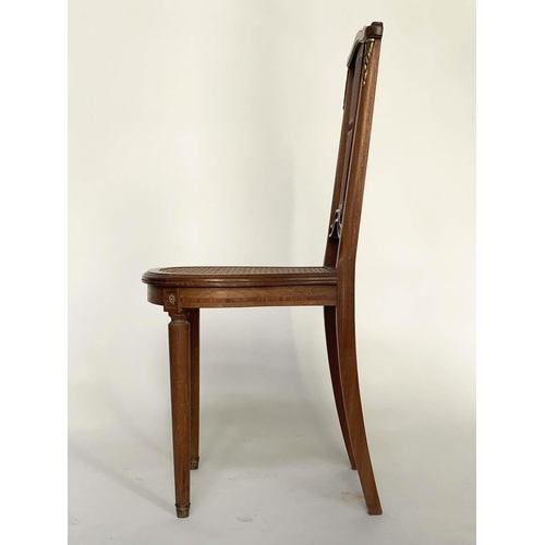 120 - SIDE CHAIRS, a pair, early 20th century French walnut with gilt metal mounts and cane seats, 41cm W.... 