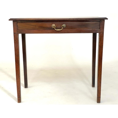 128 - HALL/WRITING TABLE, George III mahogany with full width frieze drawer and square supports, 78cm W x ... 