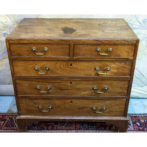 202 - CHEST, 90cm W x 83cm H x 51cm D George II mahogany with two short above three long drawers on bracke... 