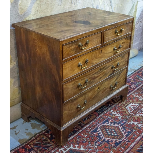 202 - CHEST, 90cm W x 83cm H x 51cm D George II mahogany with two short above three long drawers on bracke... 