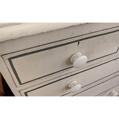 204 - CHEST, 95cm W x 89.5cm H x 43cm D Victorian and later painted pine with two short above three long d... 