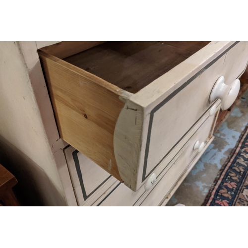 204 - CHEST, 95cm W x 89.5cm H x 43cm D Victorian and later painted pine with two short above three long d... 