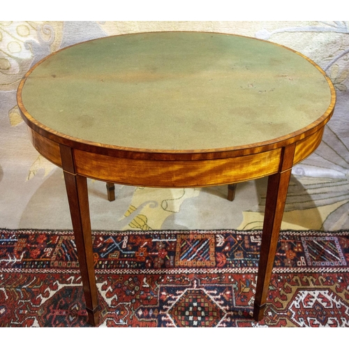 224 - DEMI LUNE CARD TABLE, 74cm H x 97cm x 47cm, George III satinwood, circa 1790, with green baize top.