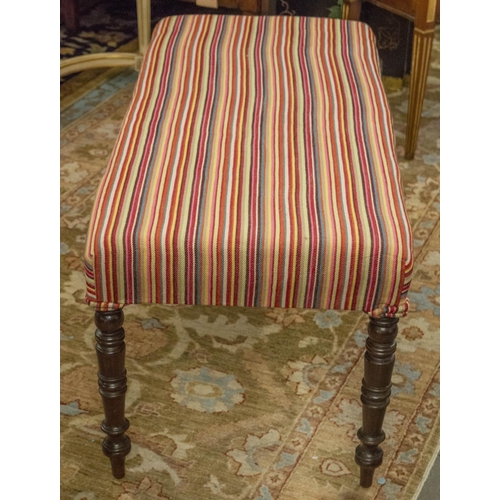 227 - STOOL, 46cm H x 103cm W x 47cm D, part George IV mahogany with multicoloured striped upholstery, ada... 