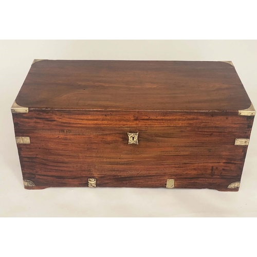 252 - TRUNK, 19th century Chinese Export, camphorwood and brass bound with rising lid and carrying handles... 