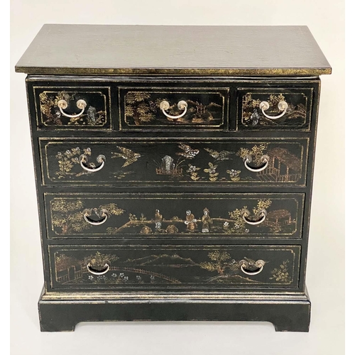 266 - CHINOISERIE CHEST, Chinese export style by Oka with two short above three long drawers, 82cm W x 85c... 