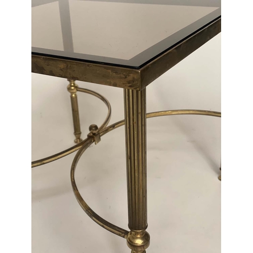 276 - LAMP TABLES, 41cm H x 46cm W x 46cm D, a pair, Regency style square glazed with reeded and stretcher... 