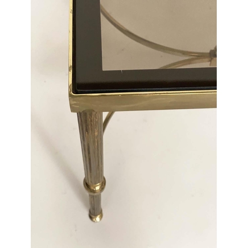 276 - LAMP TABLES, 41cm H x 46cm W x 46cm D, a pair, Regency style square glazed with reeded and stretcher... 