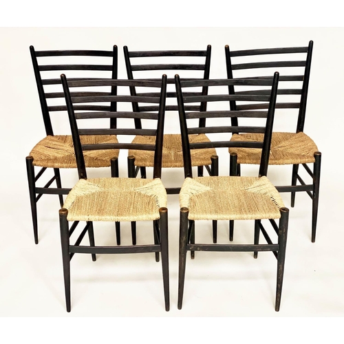 277 - DINING CHAIRS, a set of five, 1950s vintage Italian ebonised in the manner of Gio Ponti. (5)