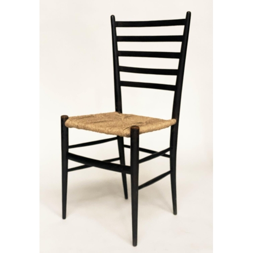 277 - DINING CHAIRS, a set of five, 1950s vintage Italian ebonised in the manner of Gio Ponti. (5)