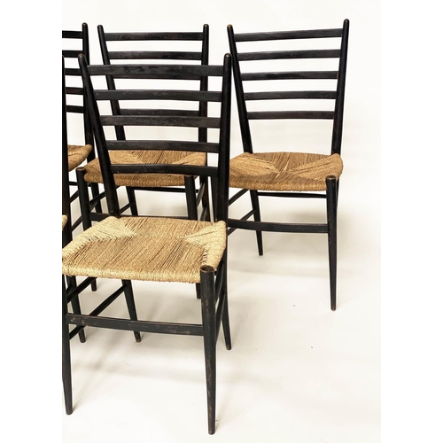 277 - DINING CHAIRS, a set of five, 1950s vintage Italian ebonised in the manner of Gio Ponti. (5)