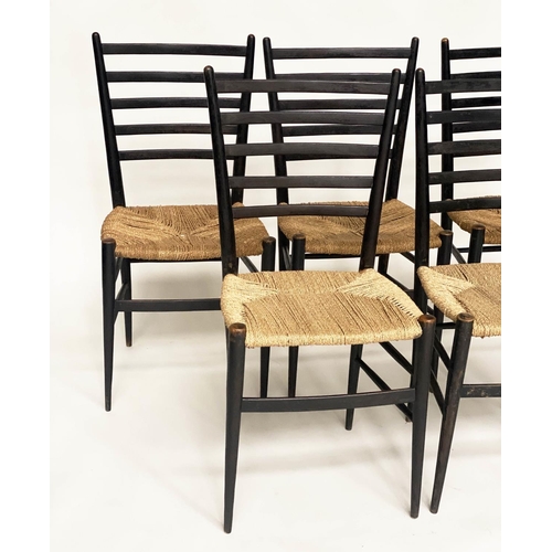 277 - DINING CHAIRS, a set of five, 1950s vintage Italian ebonised in the manner of Gio Ponti. (5)