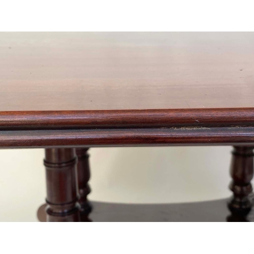 281 - DINING TABLE, Regency period rounded rectangular figured mahogany raised upon four pillar outswept s... 