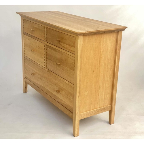 286 - CHEST BY WILLIS & GAMBIES, shaker style solid oak, with two short and three long drawers, 111cm x 48... 