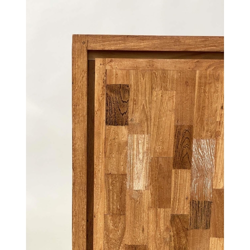 288 - SIDE CABINET, rectangular mango wood with two blocked panelled doors enclosing shelf, 125cm W x 45cm... 