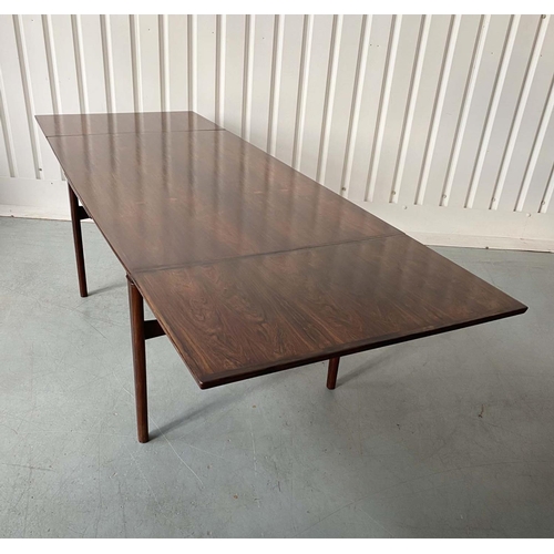 290 - EXTENDING DINING TABLE, 1970s Danish shaped rectangular with two additional pull out leaves, 90cm D ... 