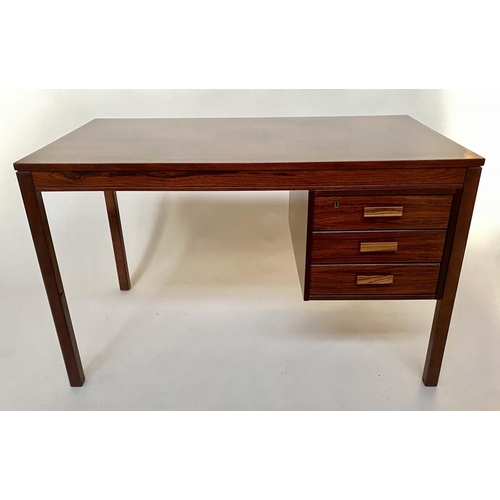 292 - DESK BY P S HEGGEN OF NORWAY, 1970s teak with parquetry squared top above three drawers, 120cm W x 7... 