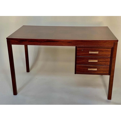 292 - DESK BY P S HEGGEN OF NORWAY, 1970s teak with parquetry squared top above three drawers, 120cm W x 7... 