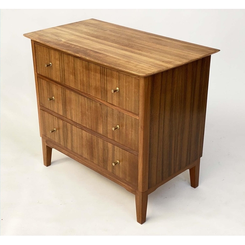 294 - CHEST, Cumbrae by Morris of Glasgow, American walnut with three long drawers, 85cm x 50cm D x 77cm H