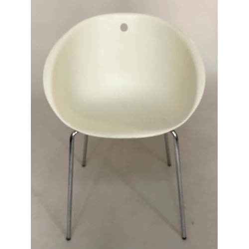 298 - DINING CHAIRS, a set of eight, Italian 'Gliss 900' moulded bucket form with chrome supports, designe... 