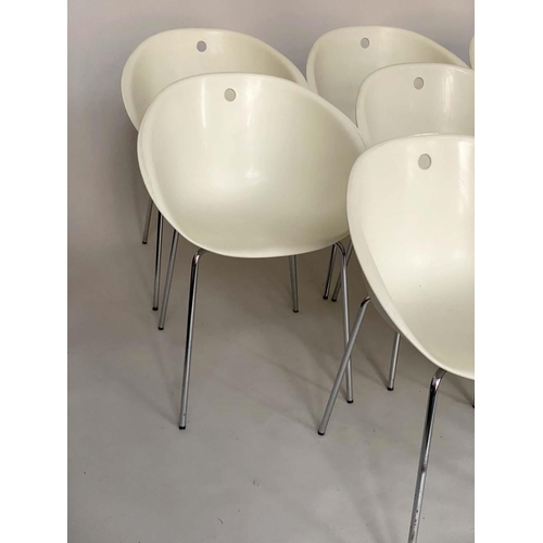 298 - DINING CHAIRS, a set of eight, Italian 'Gliss 900' moulded bucket form with chrome supports, designe... 