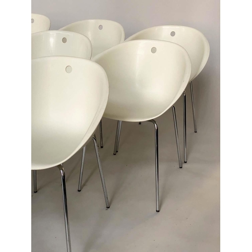 298 - DINING CHAIRS, a set of eight, Italian 'Gliss 900' moulded bucket form with chrome supports, designe... 