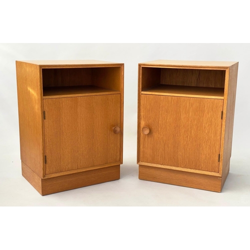 300 - MEREDEW CABINETS, a pair, 1960s oak each with panelled door enclosing shelf, 46cm W x 36cm x 65cm H.... 