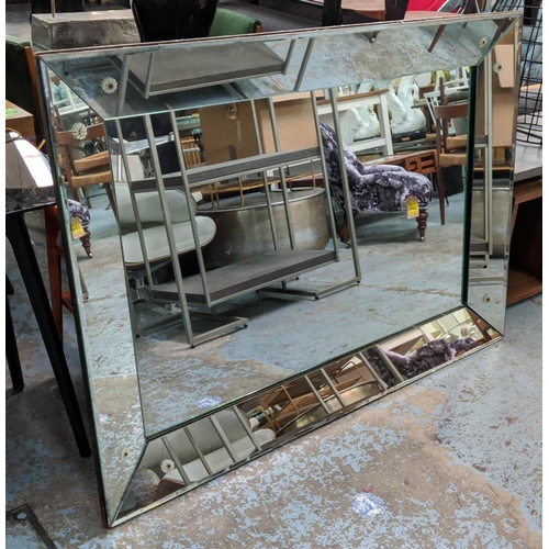 307 - WALL MIRROR, 153cm x 108cm, vintage 20th century marginal bevelled frame.