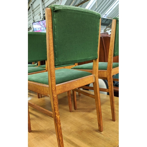 309 - ATTRIBUTED TO RUSSEL OF BROADWAY DINING CHAIRS, 85cm H, a set of five, by Gordon Russel, one stamped... 