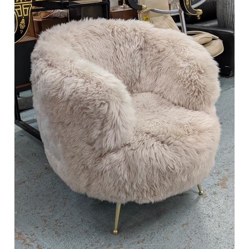 313 - ARMCHAIR, 90cm H, 1950s Italian style, faux fur upholstered.